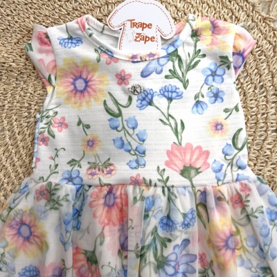 Vestido Floral com tule